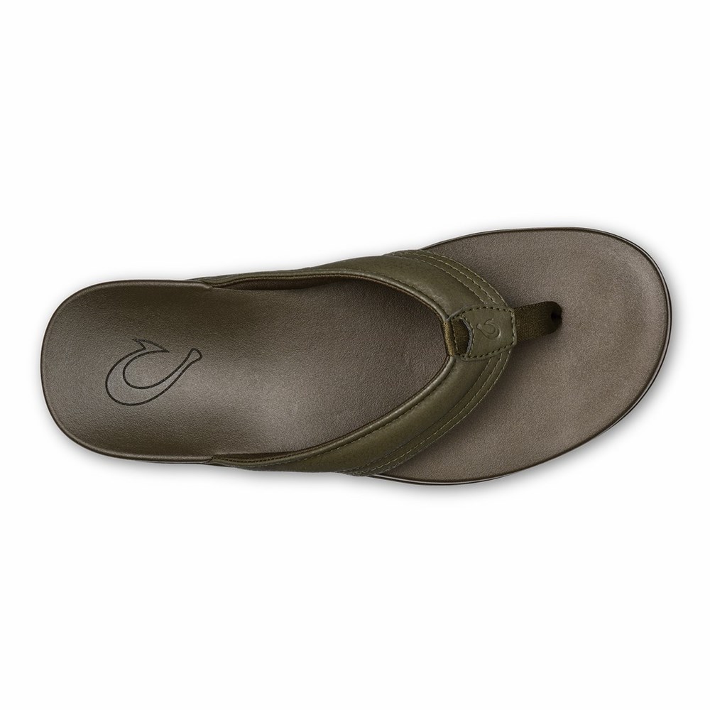 Brown OluKai Maha Men's Sandals | 87502-HKEW