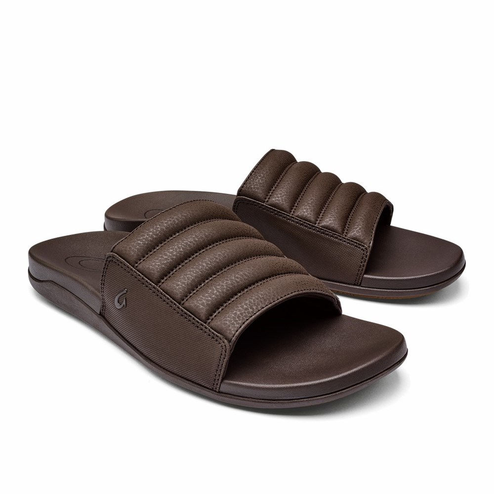 Brown OluKai Maha 'Olu Men's Sandals | 98063-EFDG