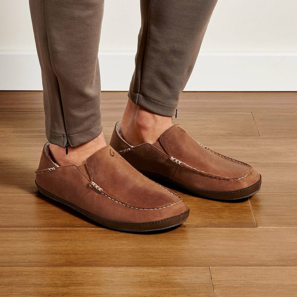 Brown OluKai Moloā Slipper Men's Slippers | 45097-HXGA