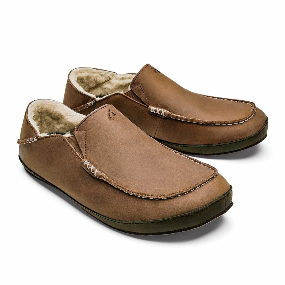 Brown OluKai Moloā Slipper Men's Slippers | 45097-HXGA