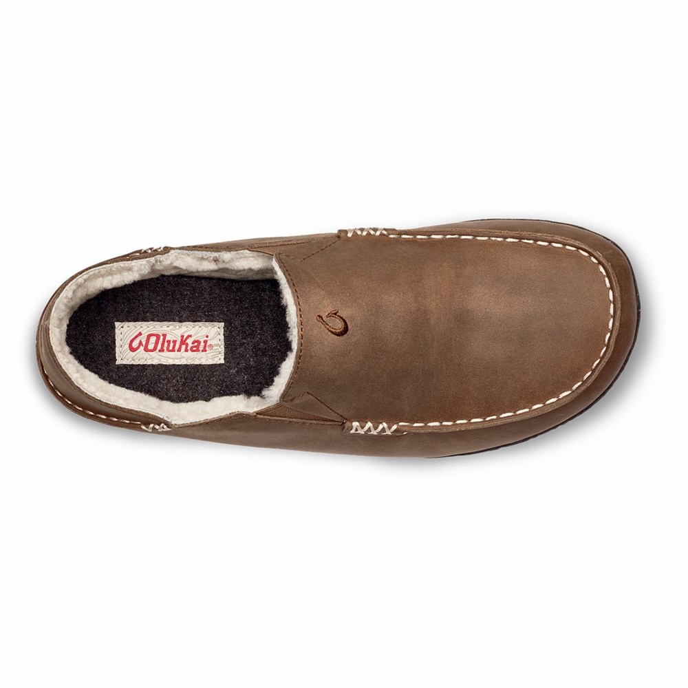 Brown OluKai Moloā Slipper Men's Slippers | 45097-HXGA