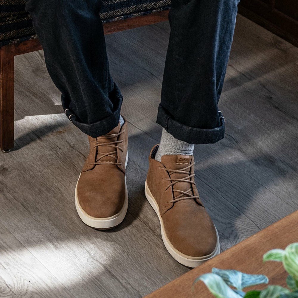 Brown OluKai Papakū 'Ili Men's Boots | 16934-NGDS