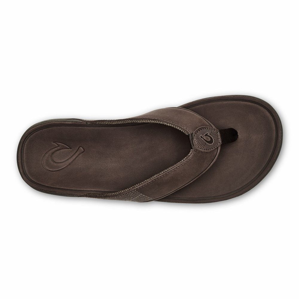 Brown OluKai Tuahine Men's Sandals | 19752-RDVS