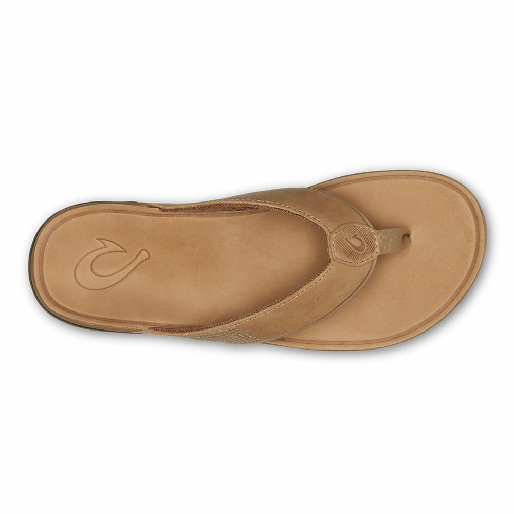 Brown OluKai Tuahine Men's Sandals | 56241-CESJ