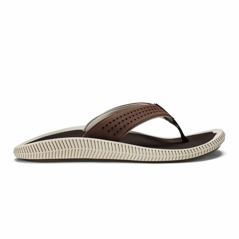 Brown OluKai Ulele Men\'s Sandals | 31058-PVCB