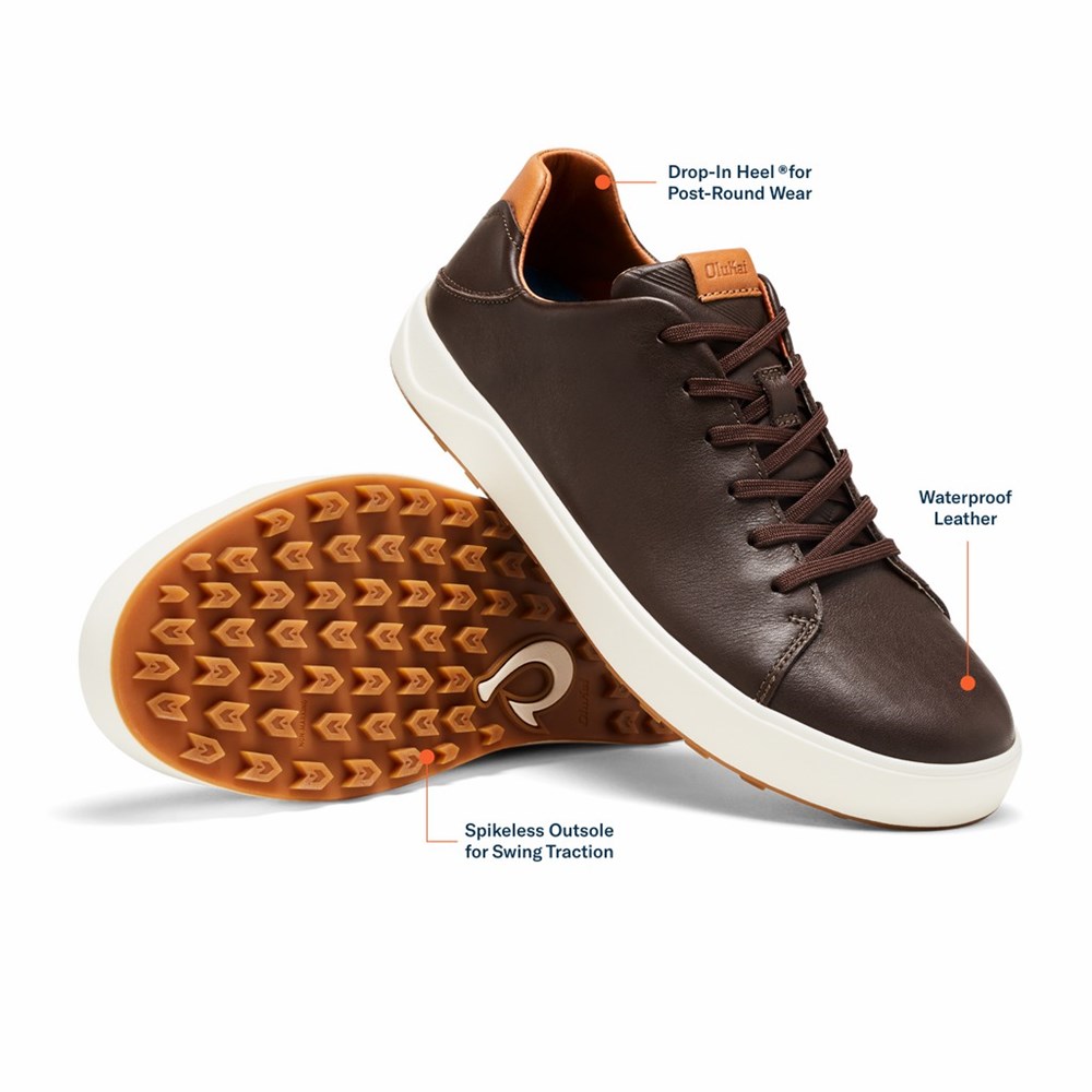 Brown OluKai Wai‘alae Men's Golf Shoes | 82413-SXAI