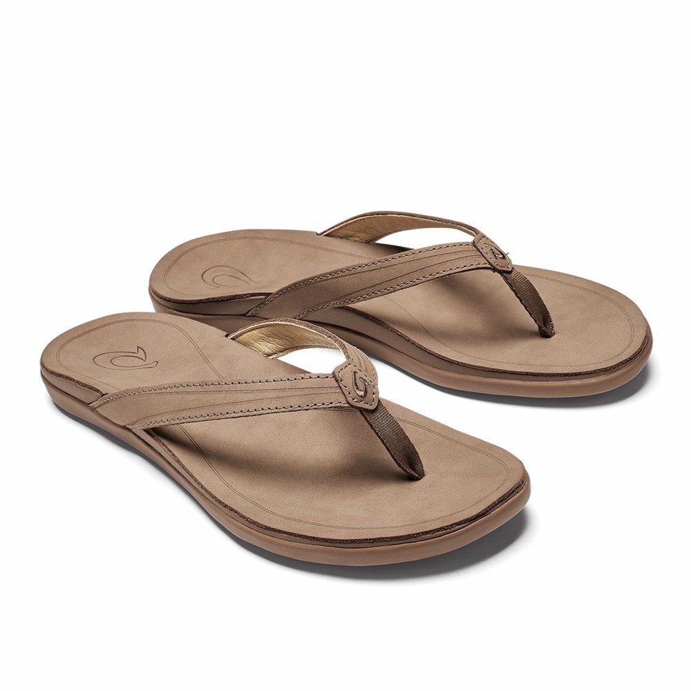 Brown OluKai ‘Aukai Women's Sandals | 72063-ONEY