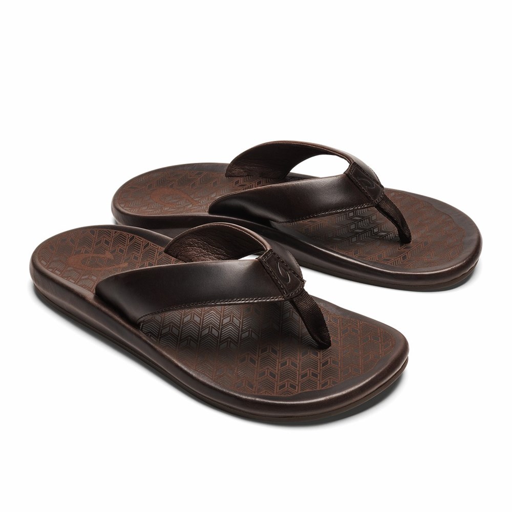 Brown OluKai ‘Ilikai Men's Sandals | 12354-HZMY