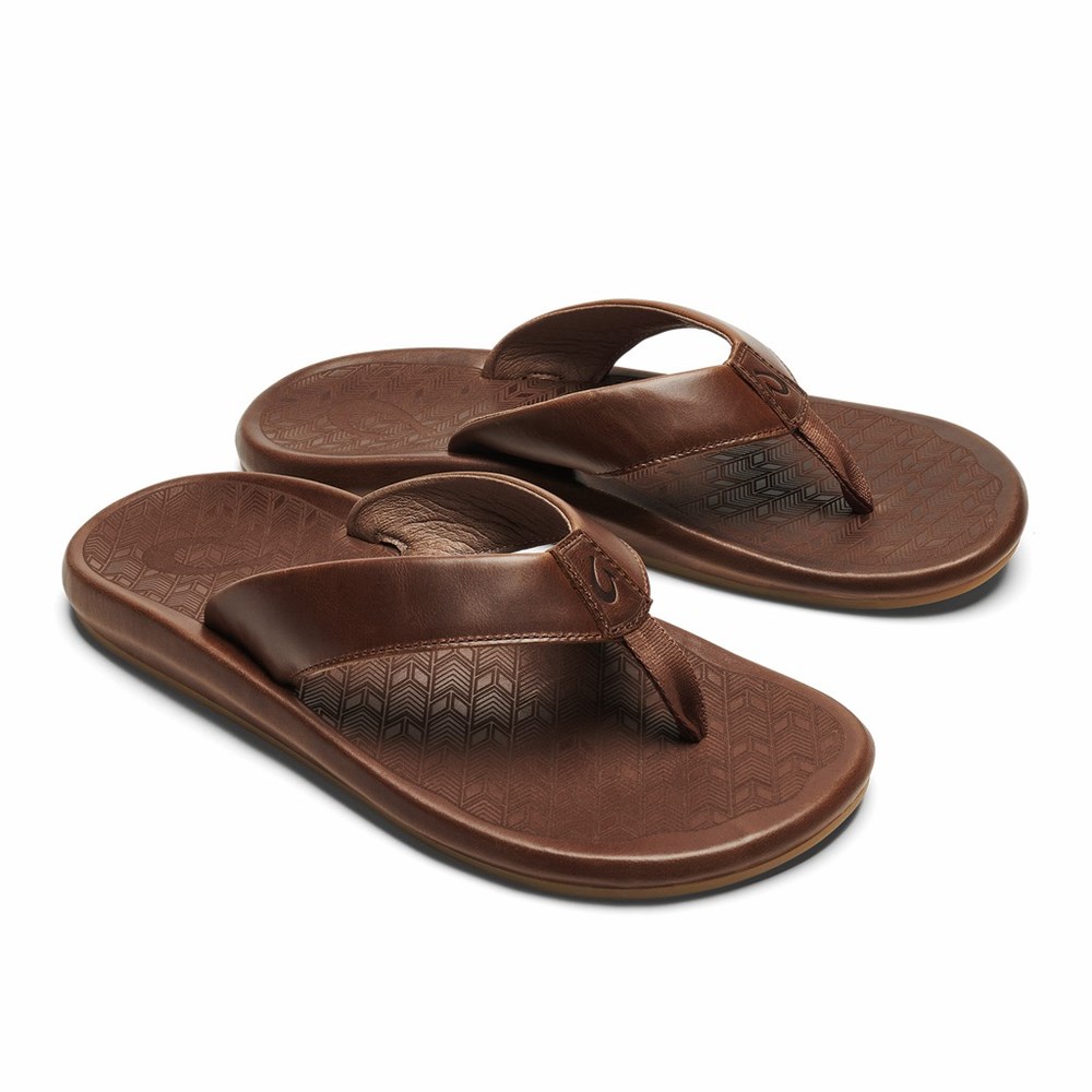 Brown OluKai ‘Ilikai Men's Sandals | 28571-CUHK