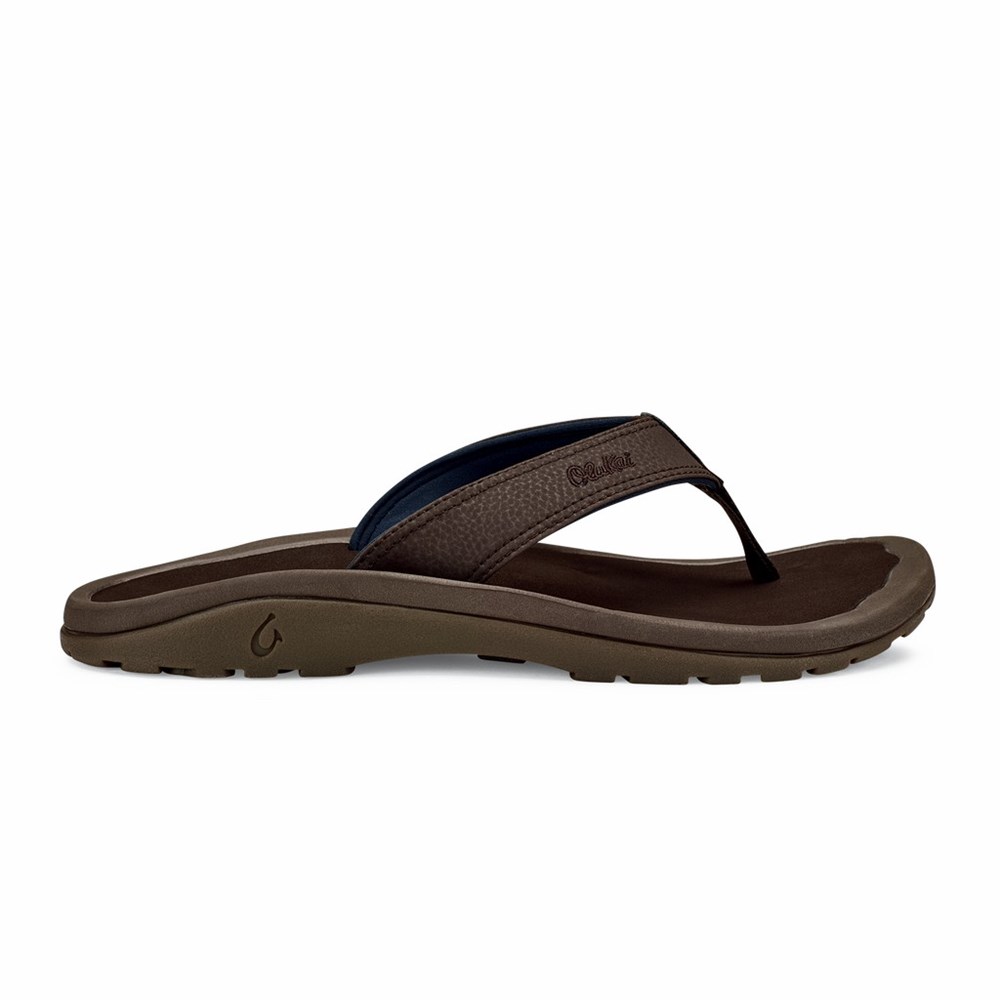 Brown OluKai ‘Ohana Men\'s Sandals | 65478-EXOR