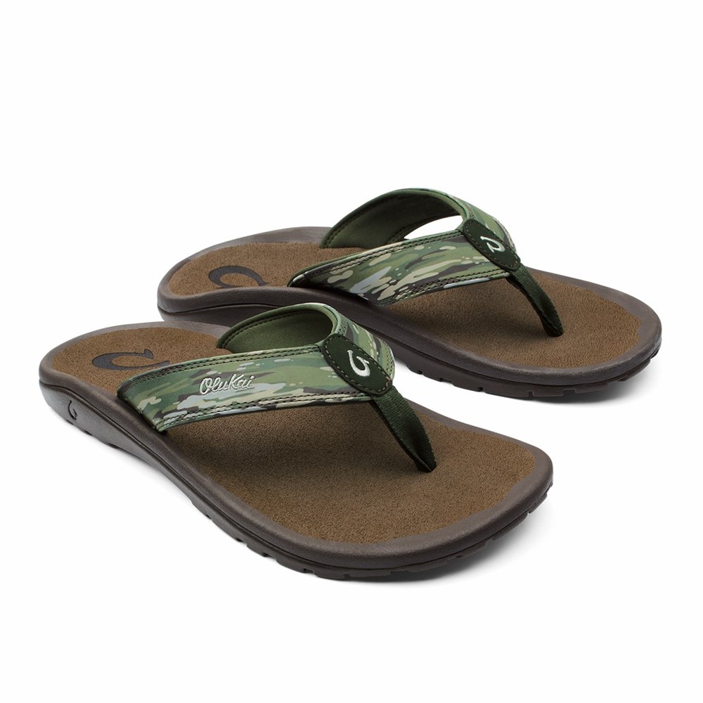 Camo OluKai ‘Ohana Pa‘i Men's Sandals | 59160-RUHB