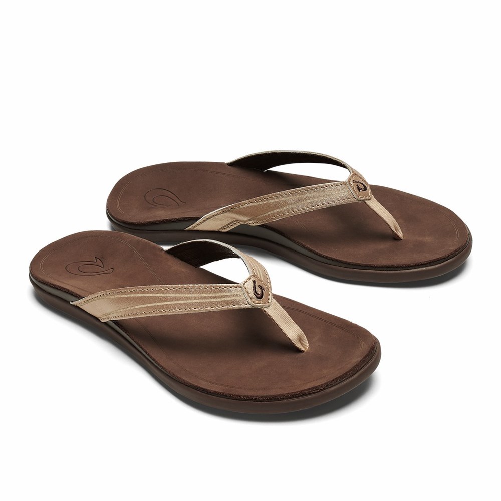 Copper / Dark OluKai ‘Aukai Women's Sandals | 75629-PLOA