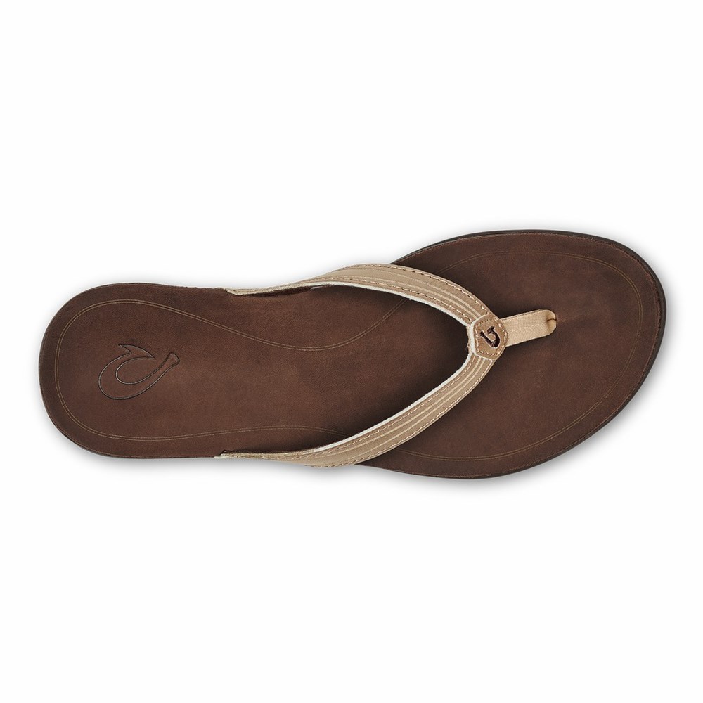 Copper / Dark OluKai ‘Aukai Women's Sandals | 75629-PLOA