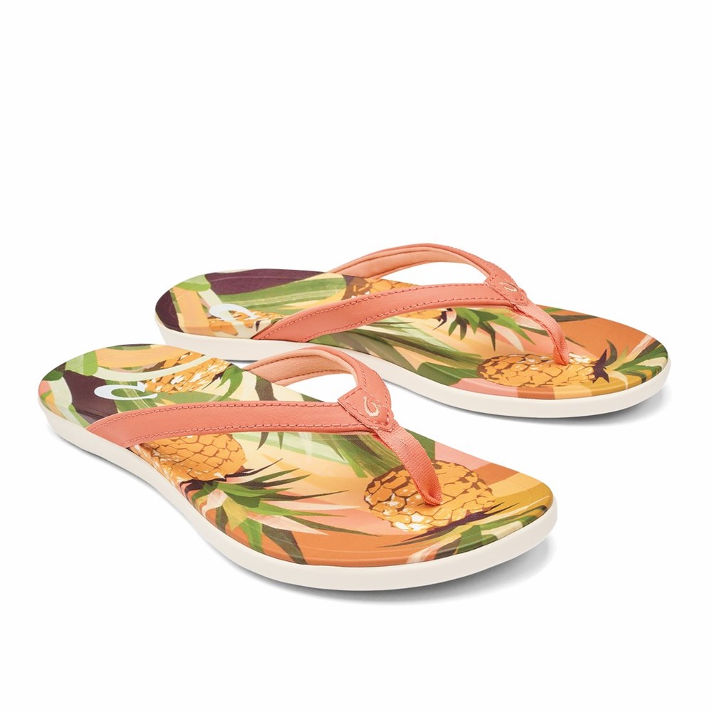 Coral OluKai Ho‘ōpio Hau Women's Sandals | 60913-VIFX