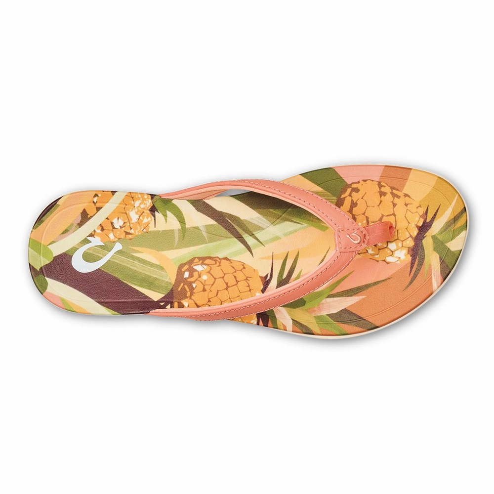 Coral OluKai Ho‘ōpio Hau Women's Sandals | 60913-VIFX