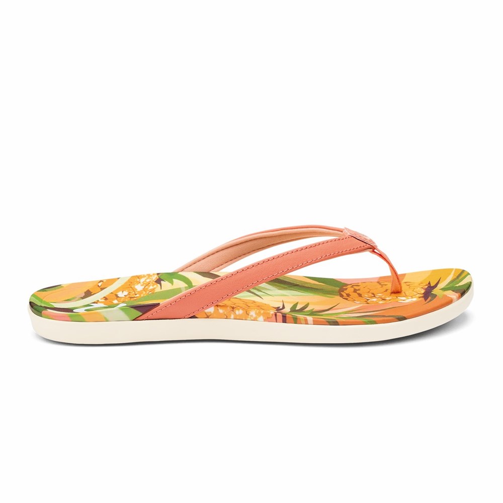 Coral OluKai Ho‘ōpio Hau Women\'s Sandals | 60913-VIFX