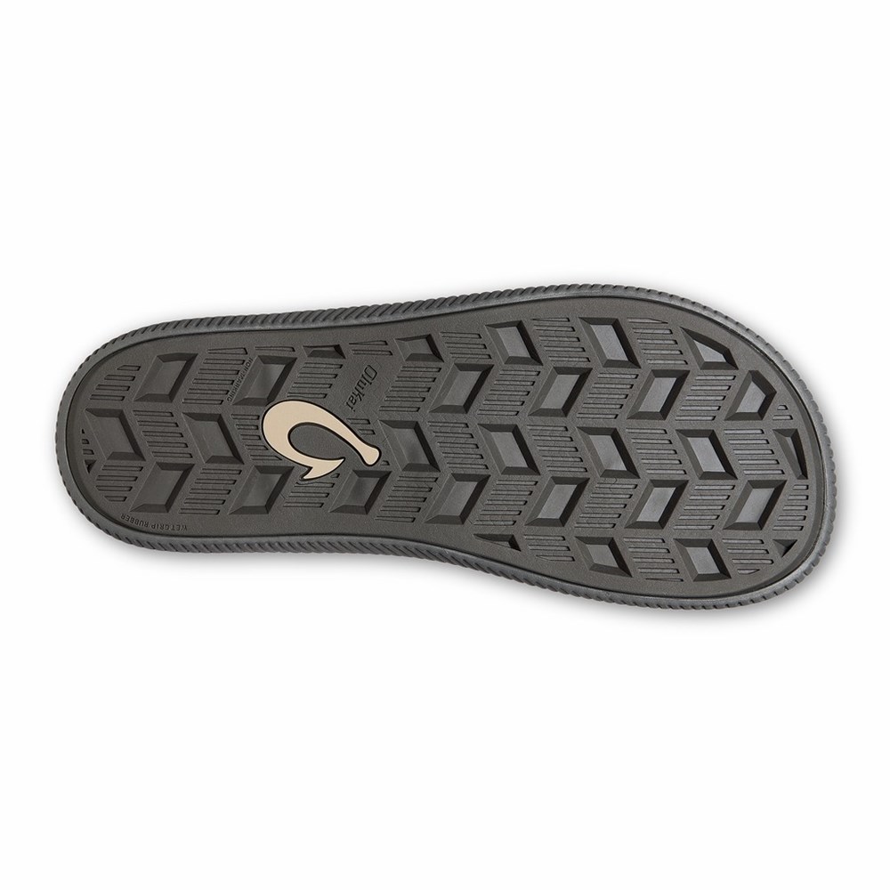 Dark Grey / Black OluKai Ulele Men's Sandals | 57013-VALZ