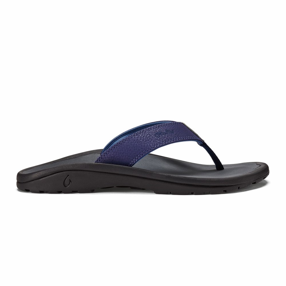 Dark Grey OluKai ‘Ohana Men\'s Sandals | 96302-FEAP