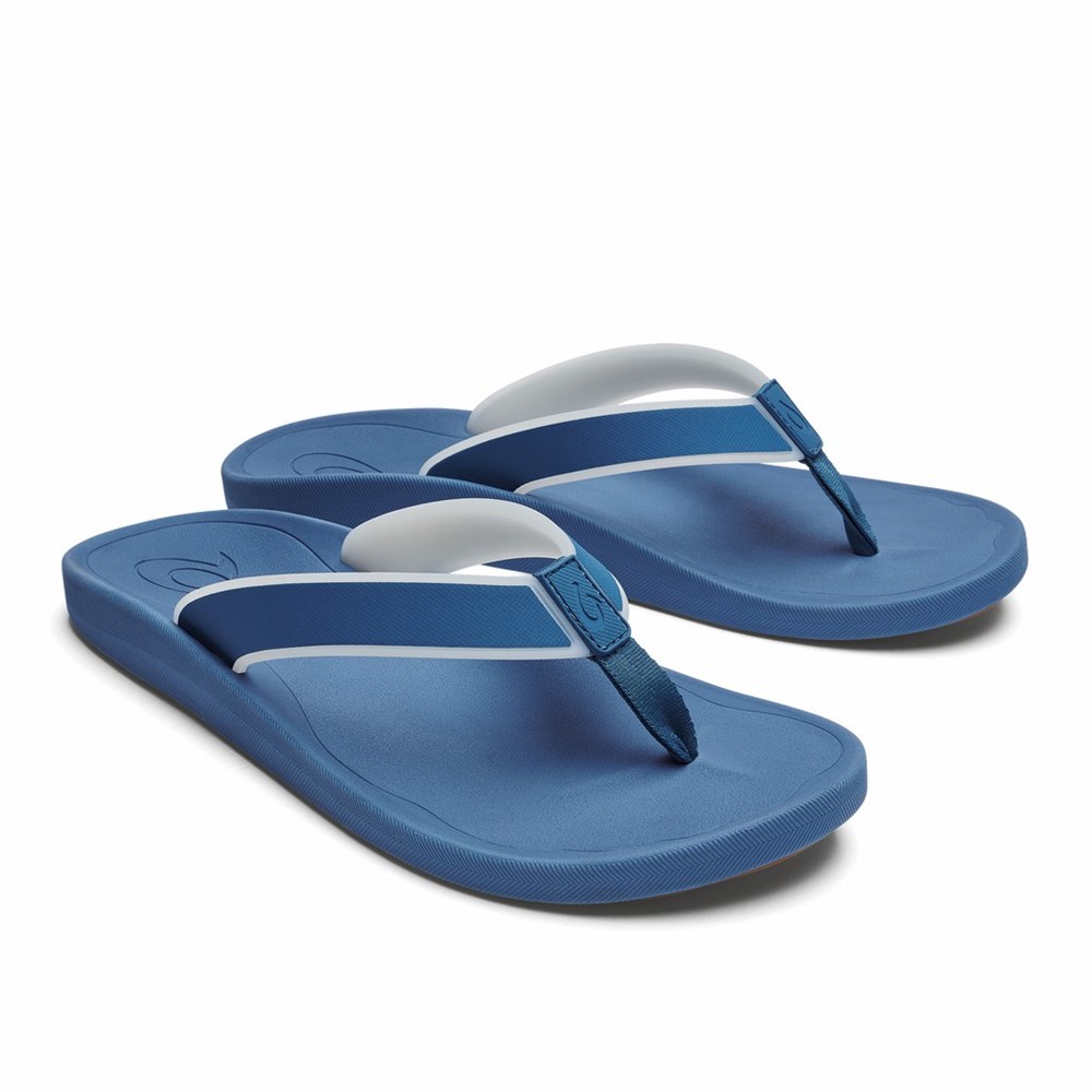 Deep Blue OluKai Kōko‘o Men's Sandals | 34257-ZIEJ