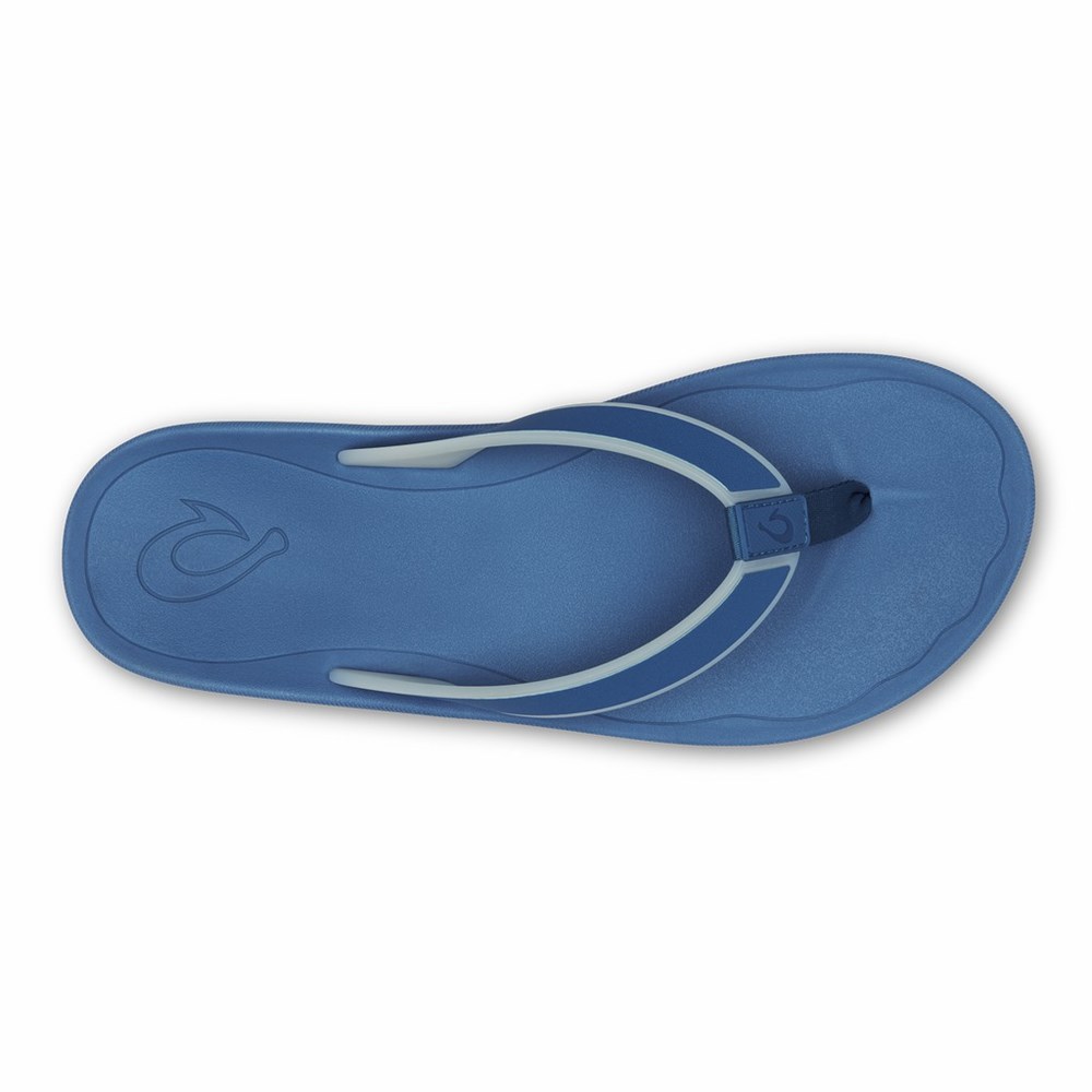 Deep Blue OluKai Kōko‘o Men's Sandals | 34257-ZIEJ