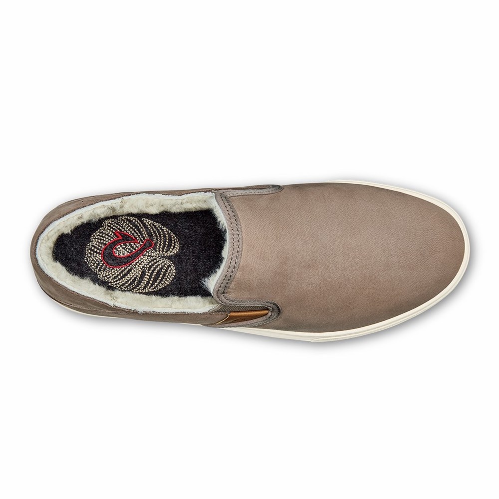 Grey Brown Grey OluKai Pehuea Heu Women's Slippers | 24138-QTLZ