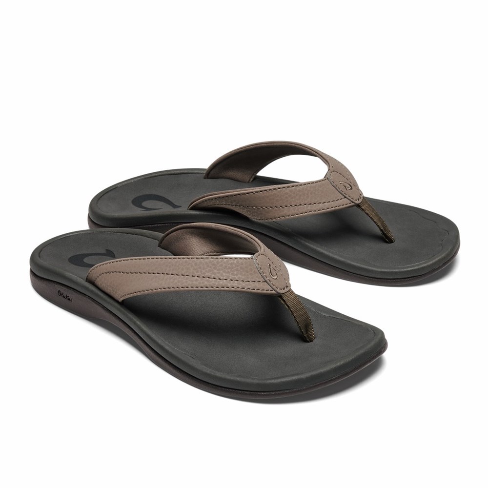 Grey Brown / Light Blue OluKai ‘Ohana Women's Sandals | 86593-ALQR