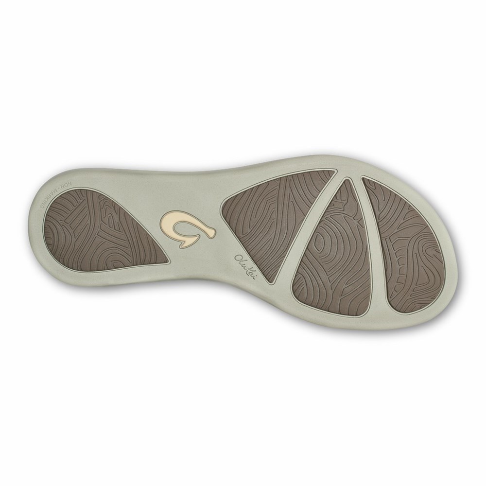 Grey Brown OluKai Ho‘ōpio Hau Women's Sandals | 08596-PFWB