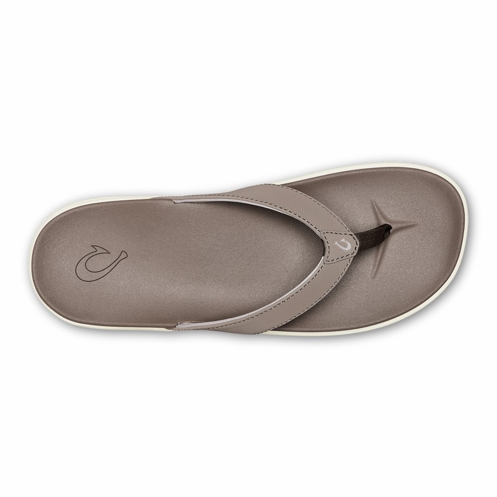 Grey Brown OluKai Nu‘a Pi‘o Women's Sandals | 74321-SBDG