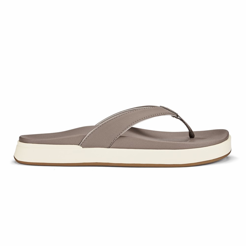 Grey Brown OluKai Nu‘a Pi‘o Women\'s Sandals | 74321-SBDG