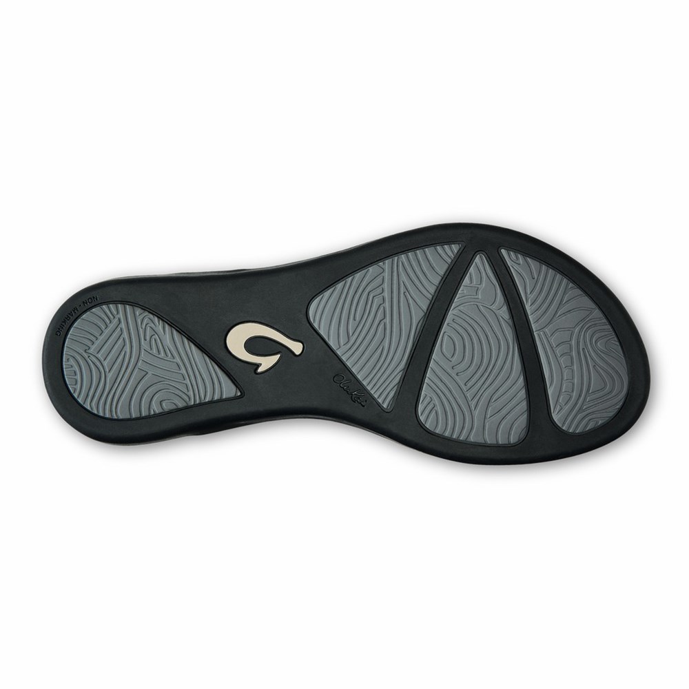 Grey OluKai Ho‘ōpio Leather Women's Sandals | 30675-FYOX