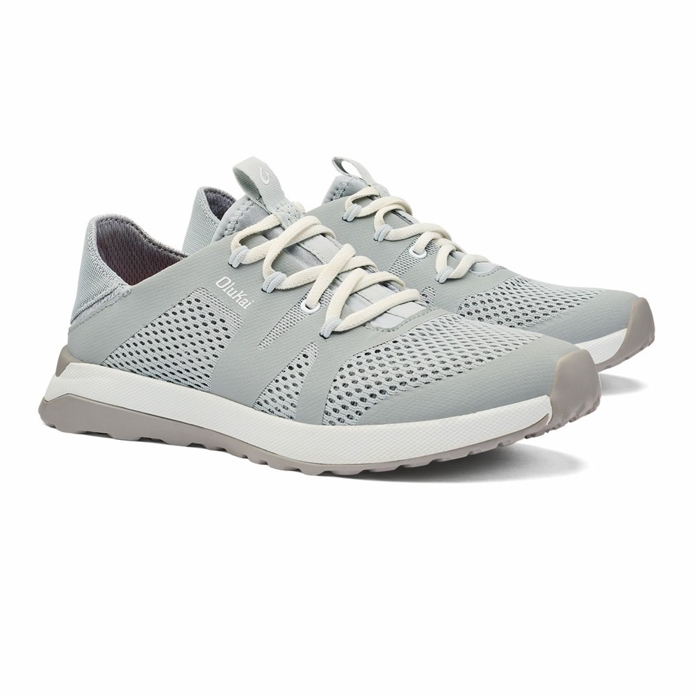 Grey OluKai Huia Women's Sneakers | 47015-SIAZ