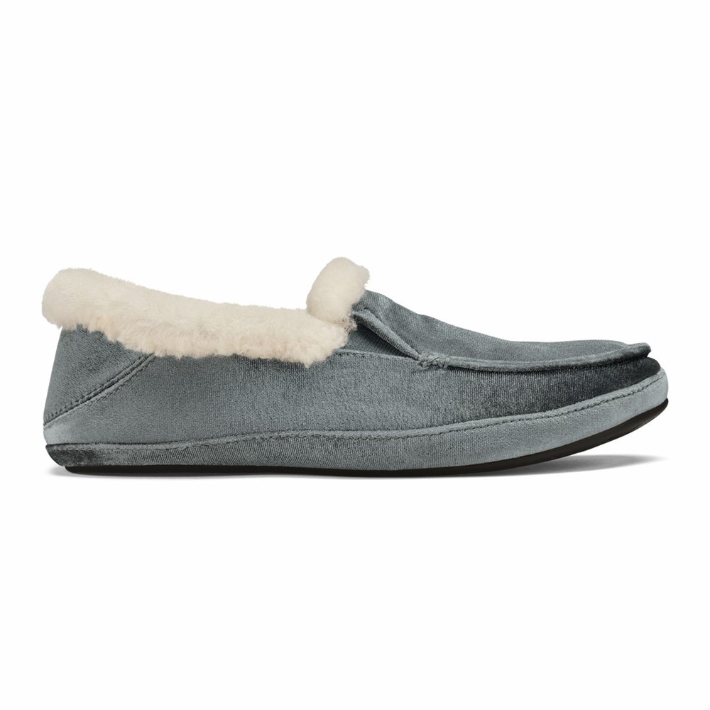 Grey OluKai Ku‘una Lānui Women\'s Slippers | 91846-UJSY