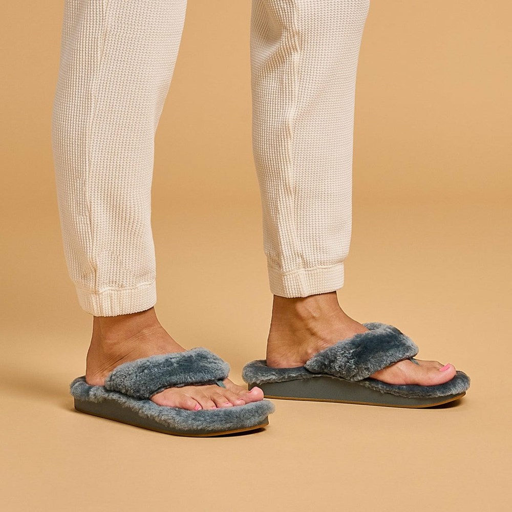 Grey OluKai Kīpe'a Heu Women's Slippers | 38042-SMDK