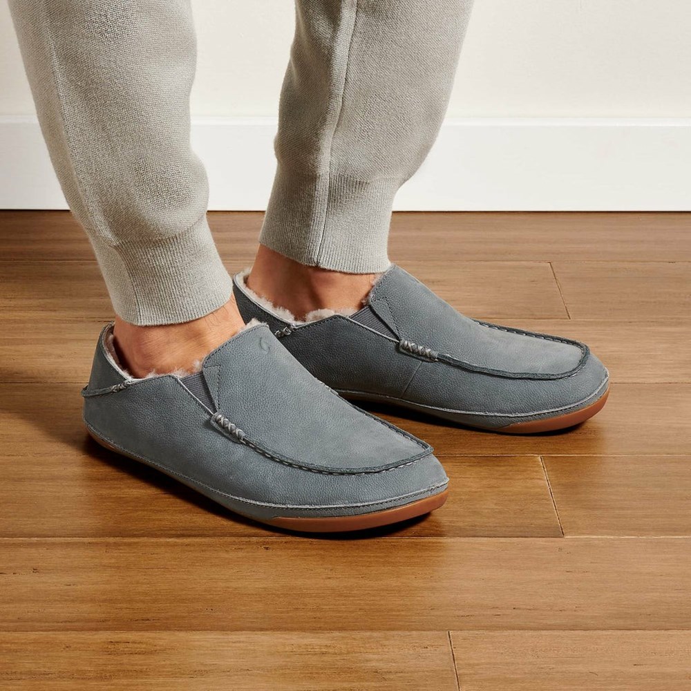 Grey OluKai Kīpuka Hulu Men's Slippers | 97015-XCTR