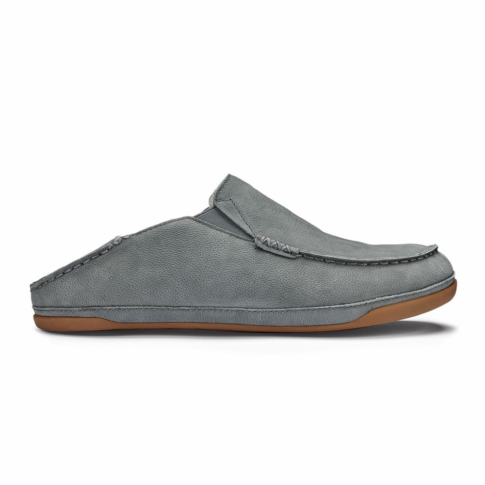 Grey OluKai Kīpuka Hulu Men's Slippers | 97015-XCTR