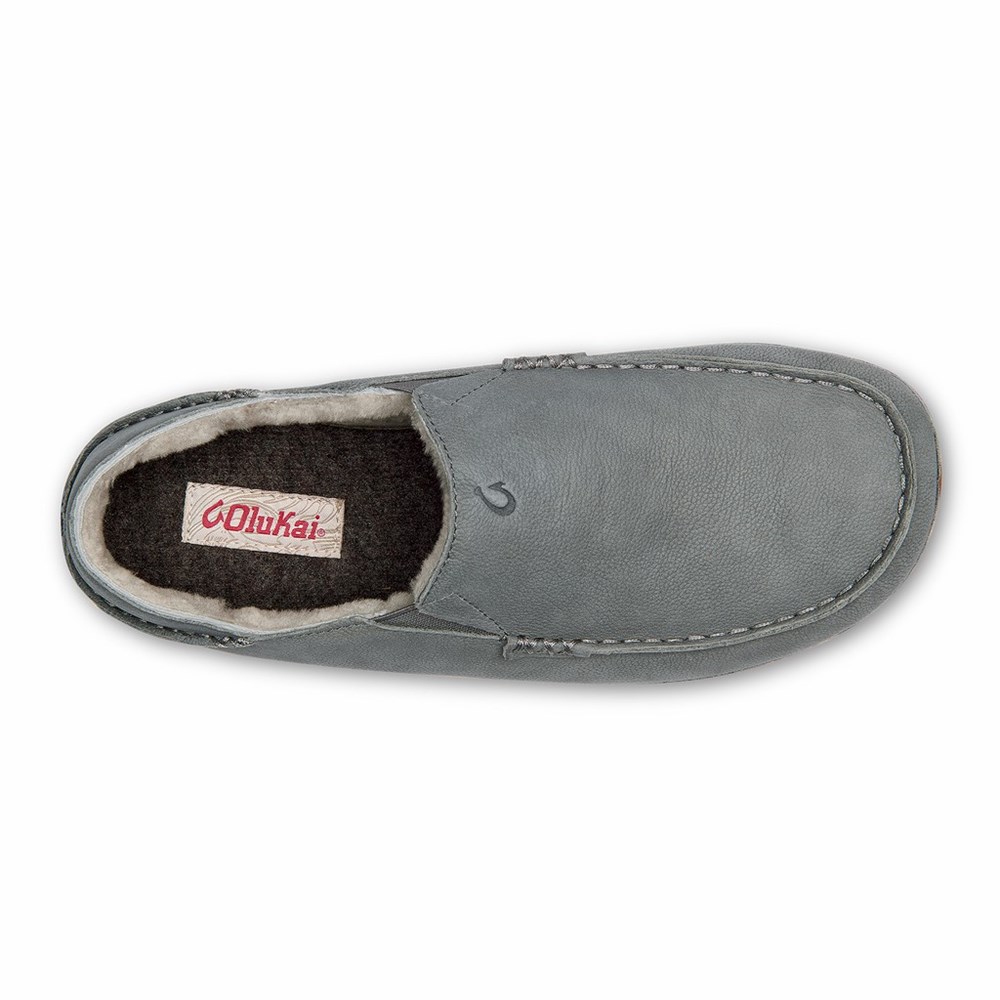 Grey OluKai Kīpuka Hulu Men's Slippers | 97015-XCTR