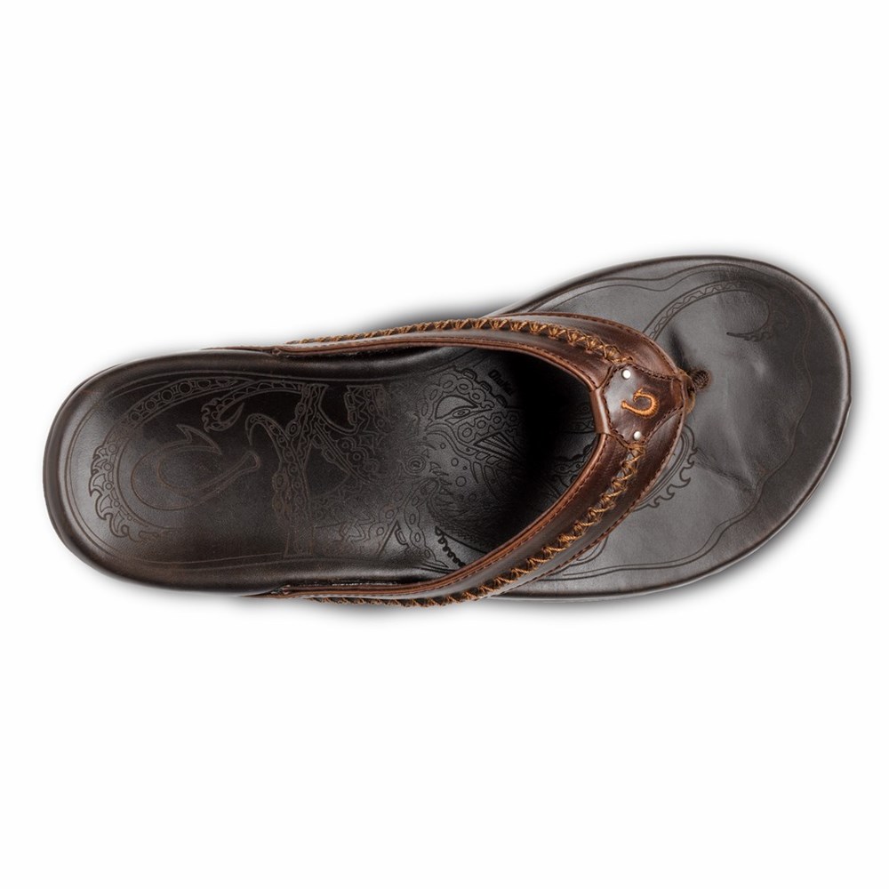 Grey OluKai Mea Ola Men's Sandals | 26187-OSIX