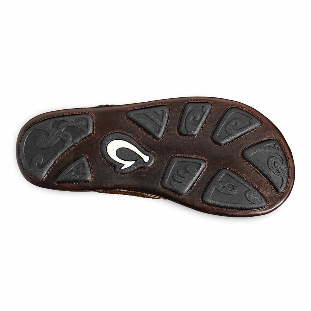 Grey OluKai Mea Ola Men's Sandals | 26187-OSIX