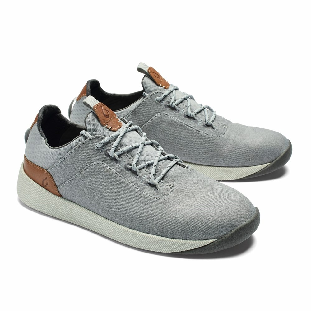 Grey OluKai Nanea Lī Men's Sneakers | 30649-KUIG