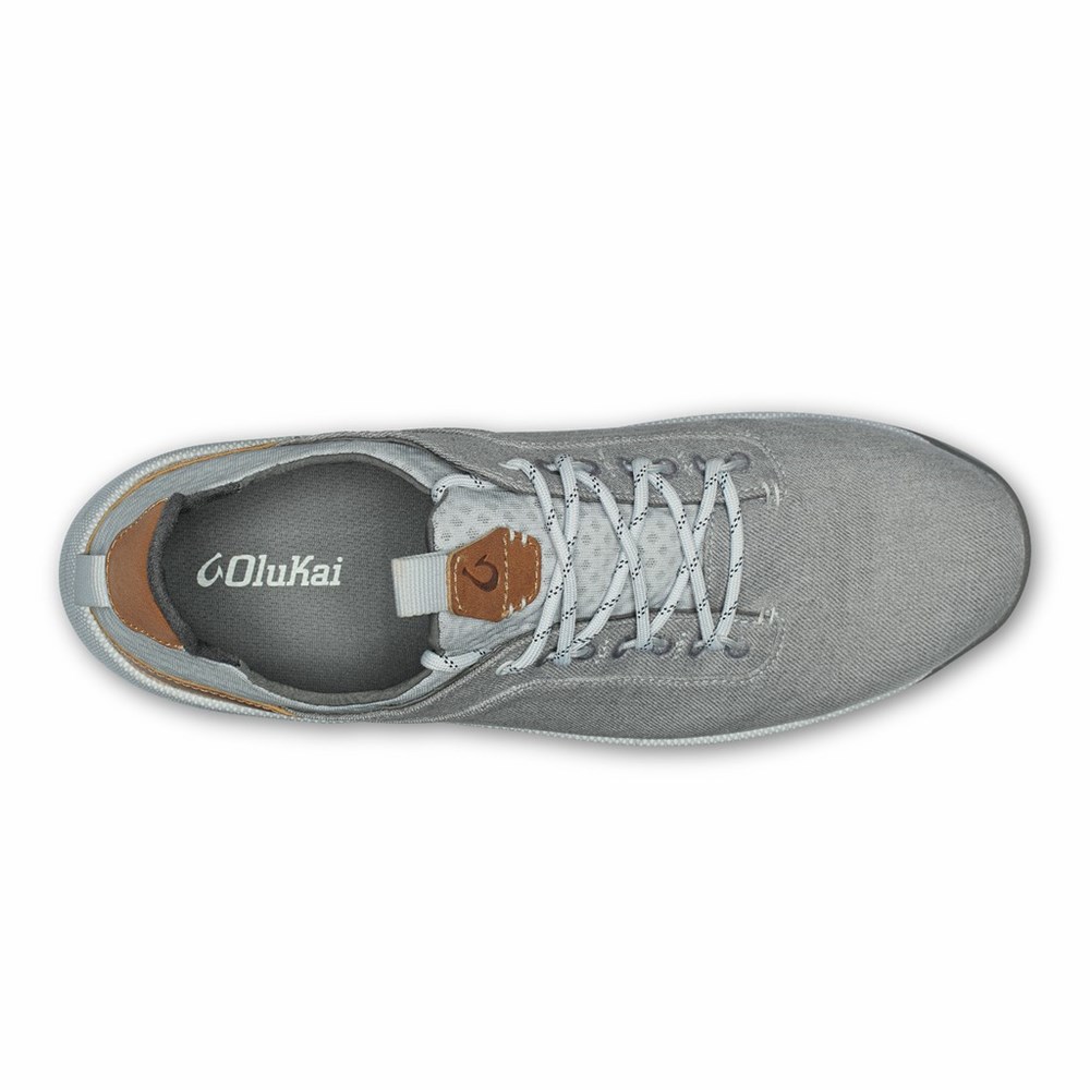 Grey OluKai Nanea Lī Men's Sneakers | 30649-KUIG