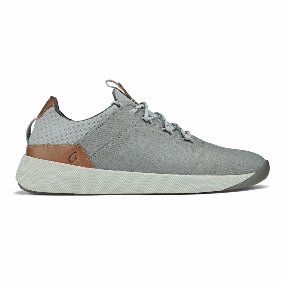 Grey OluKai Nanea Lī Men\'s Sneakers | 30649-KUIG