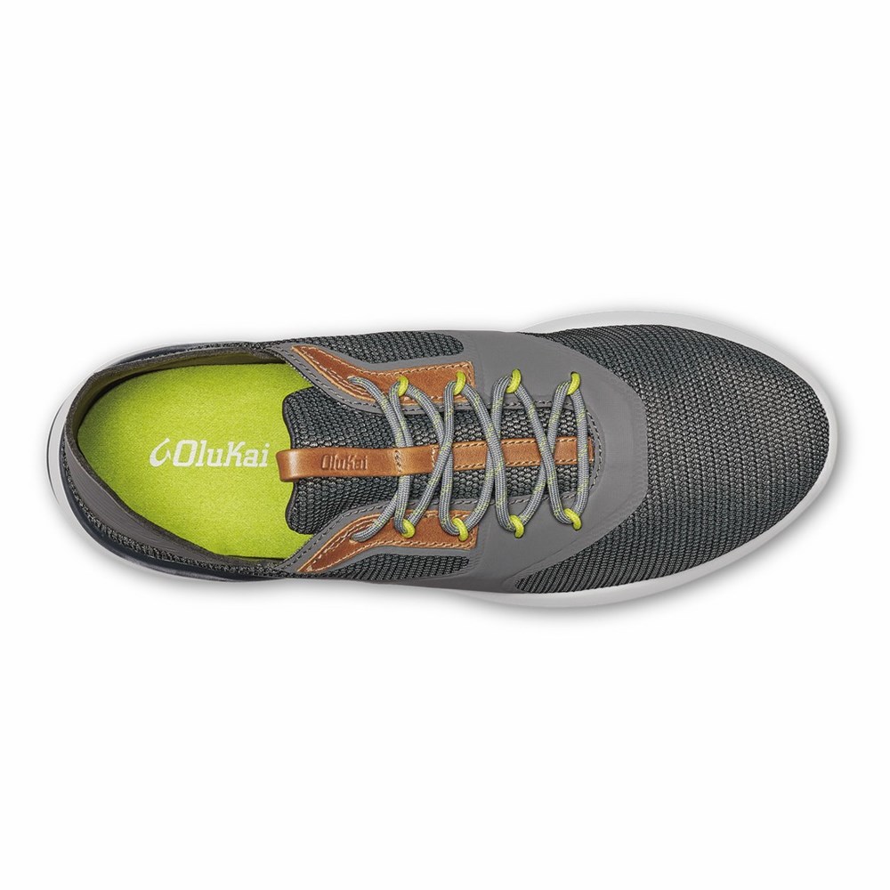 Grey OluKai Nihoa Lī Men's Sneakers | 25031-QJWV