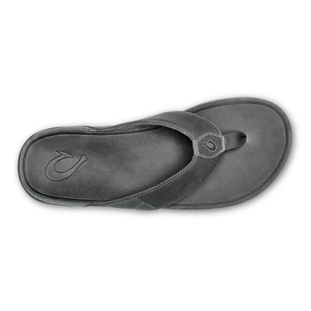 Grey OluKai Tuahine Men's Sandals | 25481-FNVX