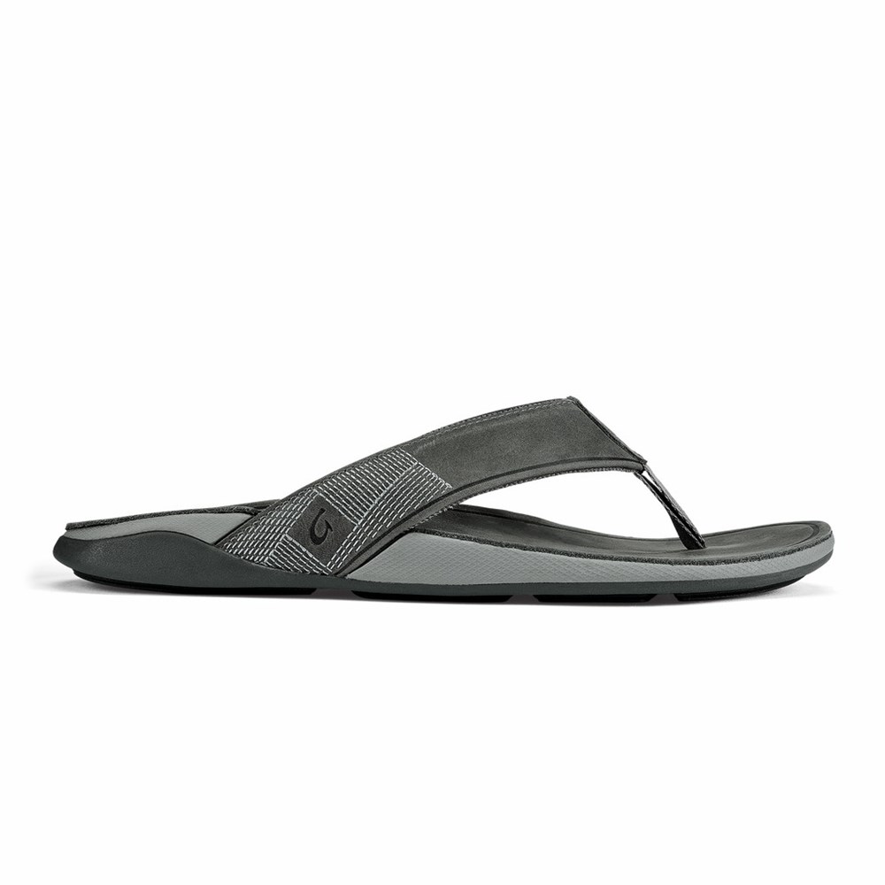 Grey OluKai Tuahine Men\'s Sandals | 25481-FNVX