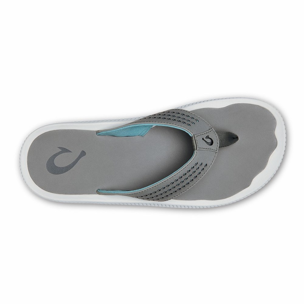 Grey OluKai Ulele Men's Sandals | 52893-WBUA