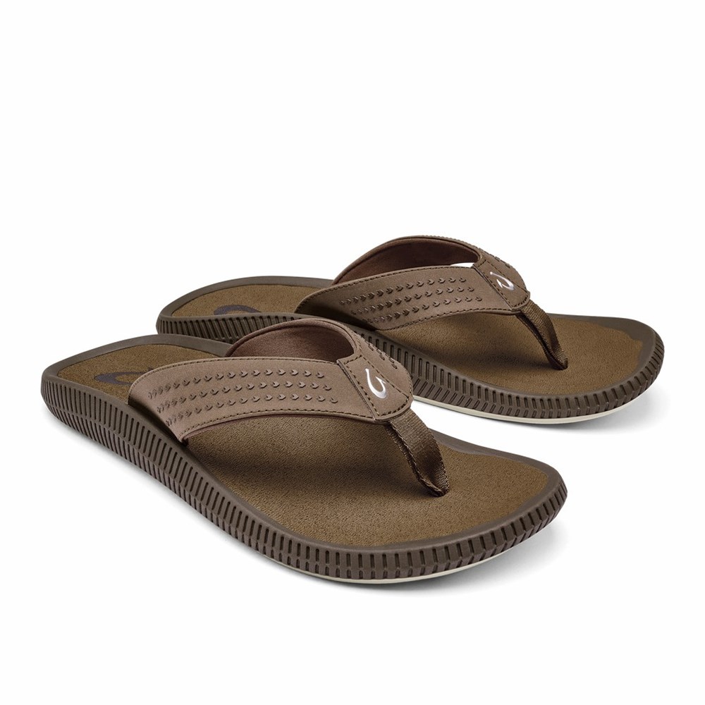 Grey OluKai Ulele Men's Sandals | 71682-QTXF