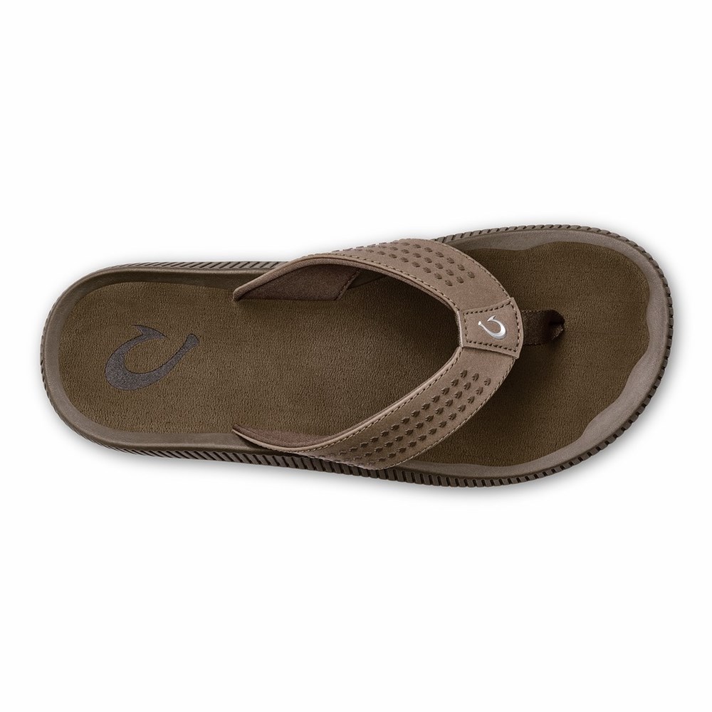 Grey OluKai Ulele Men's Sandals | 71682-QTXF