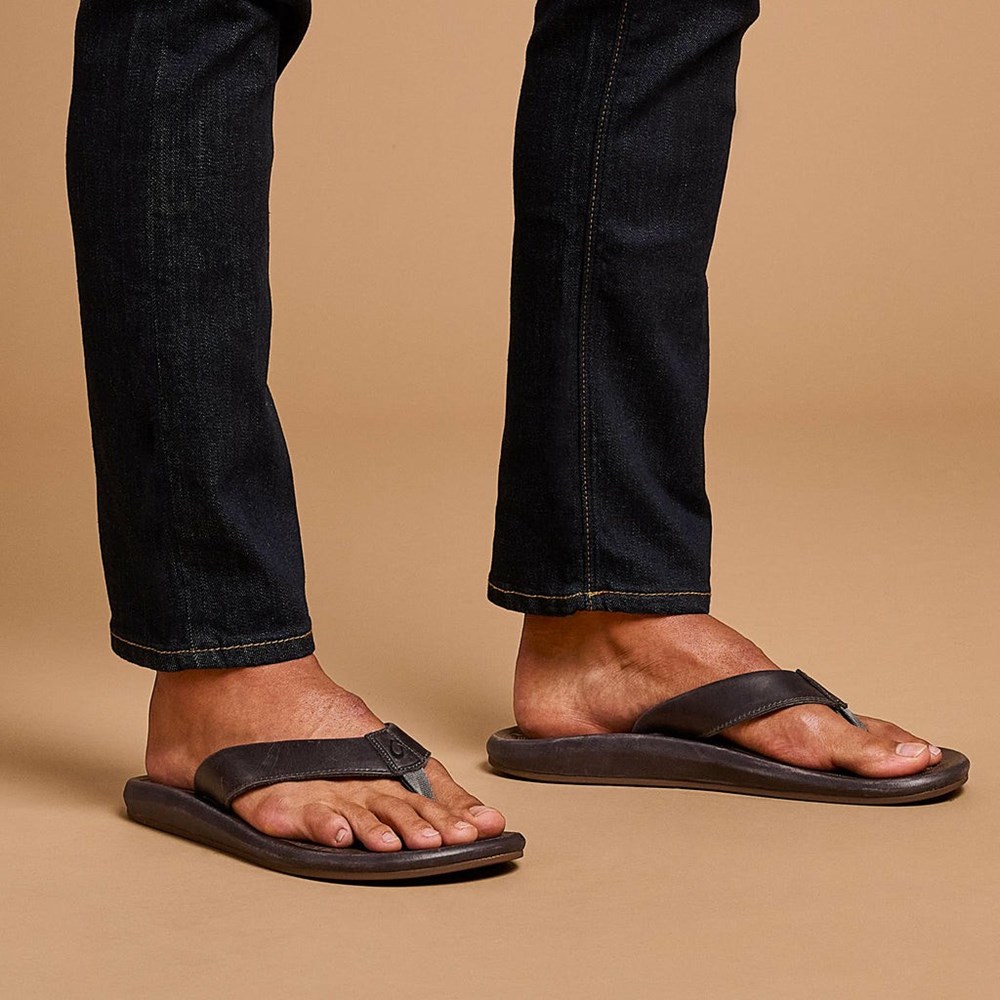 Grey OluKai ‘Ilikai Men's Sandals | 08697-LZQD