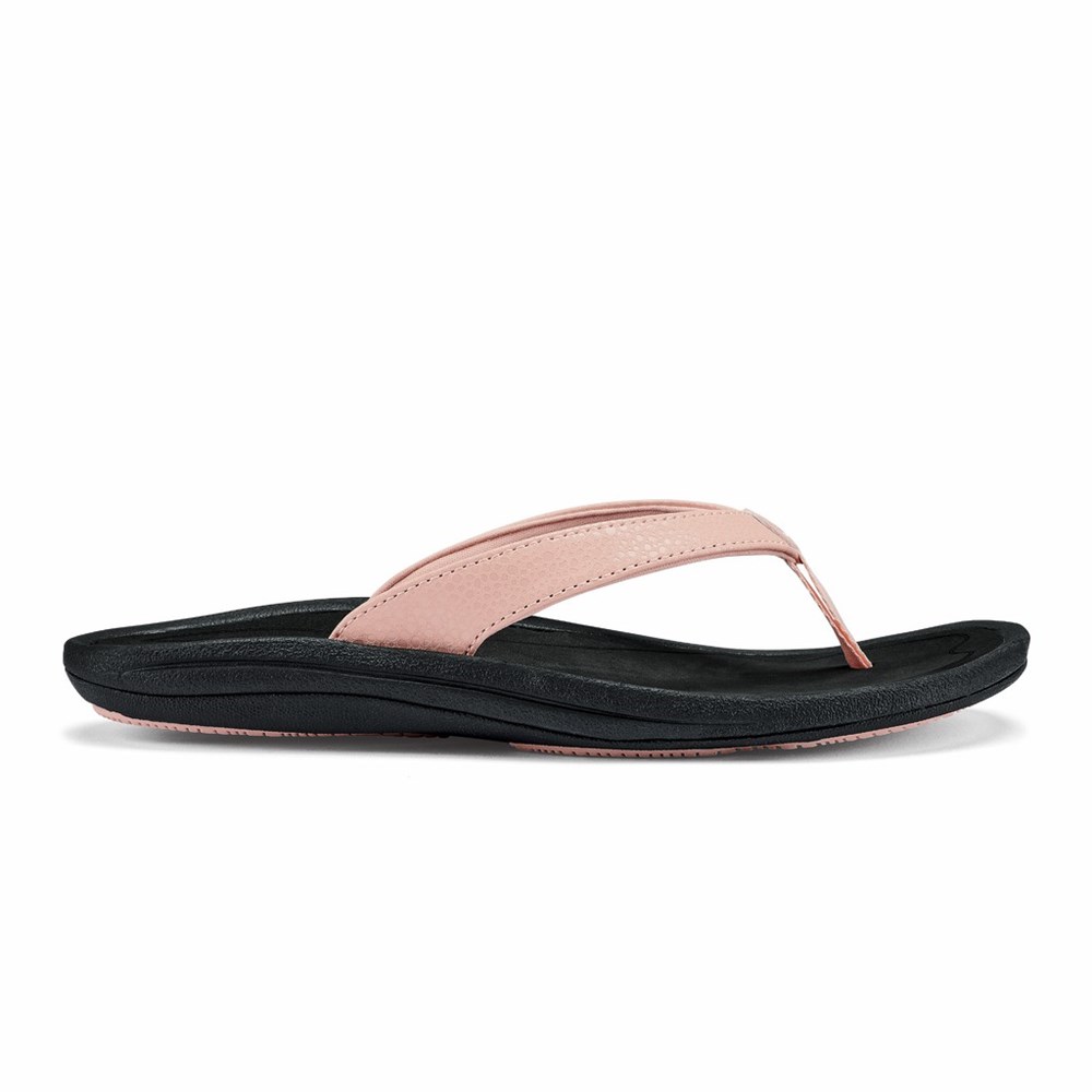 Pink / Black OluKai Kūlapa Kai Women\'s Sandals | 87462-PCRJ