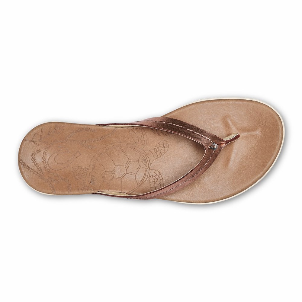 Pink Copper OluKai Honu Women's Sandals | 71584-MLGY